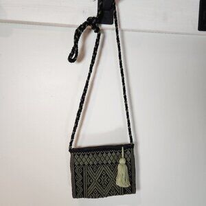 Army green woven mini purse